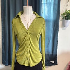 princess polly Elegant Green Button-Up Women's Top